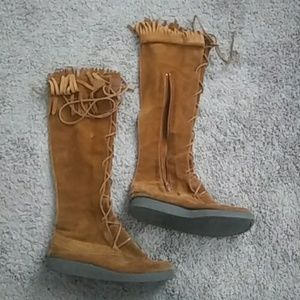 Brown Suede Moccasin Boots